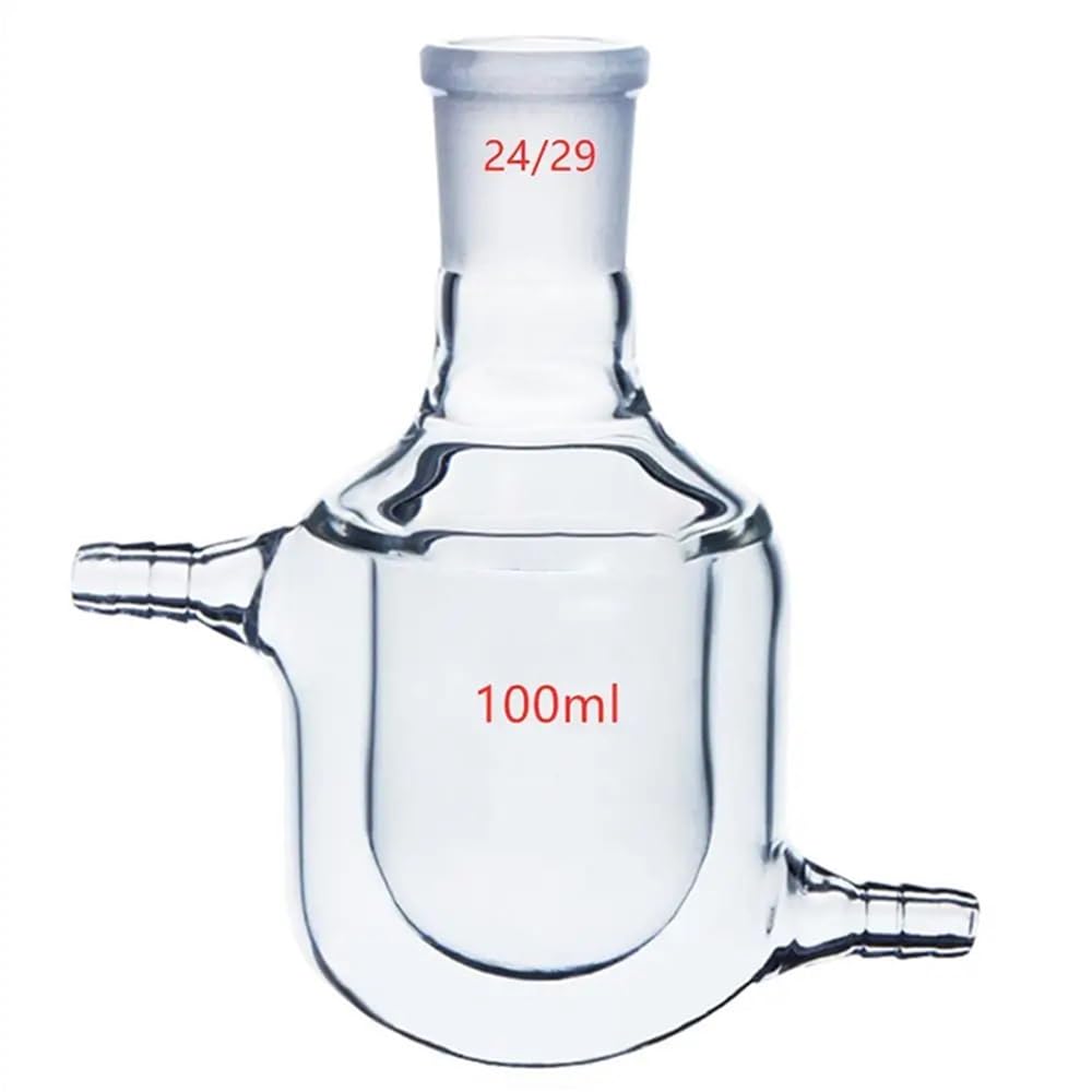 Equipos y suministros de laboratorio Matraz de vidrio encamisado 24/29, reactor laboratorio una sola boca, recipiente reacción, botella encamisada