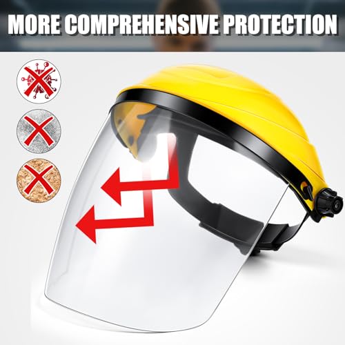 Image of Tellegloww 4 Pack Safety Face Shields for Work, Impact Resistant Yellow