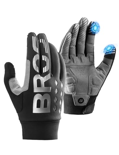 ROCKBROS Guanti Bici MTB Guanti Touch Ciclismo Antivento SBR Antiurto Traspiranti Antiscivolo Logo Riflettente per Autunno Unisex