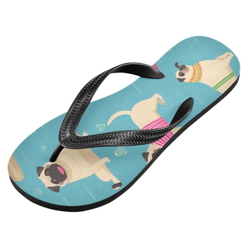 Funny Yoga Pug Dog Beach Summer Casual Flip Flop Sandals Non-Slip Quick Dry for Women Men 214B2903