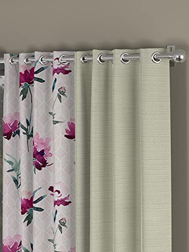 Image of ROSARAHOME Room Darkening Drapes Long Door Curtains, 70% Room Darkening Drapes | 9 Feet |Set of 4| Solid | for Living Room, Bedroom & Balcony | 275X130 cm(Height x Width), Color- Cream and Pink