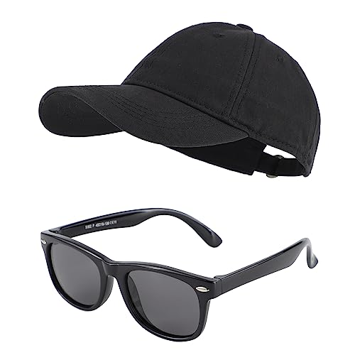 MK MATT KEELY Gorra Niño Gafas de Sol Niña 3-10 Años Set 2 Piezas Gorra Béisbol con Visera Protección UV Infantiles Verano para Regalos,Negro