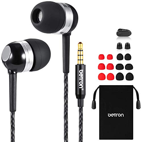 Betron RK300 In-Ear Sport Earphone, Noise Isolating Headphones, Pure Sound Wired Earbuds, Deep Bass, Compatible with iPhone, iPad, iPod, Mp3 Players, Samsung, Sony, LG, Motorola, Black