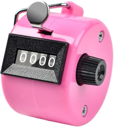Hand Tally Counter 4 Digit Number Dual Clicker Golf Handy Counter Compact Hand Metal Tally Clicker,Clicker Counter with Display Size Portable Mechanical for Sports,Click Counter Counters (Pink)