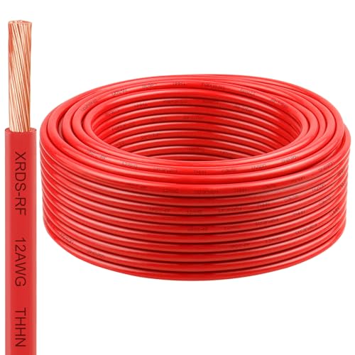 Image of 12 Gauge THHN Wire, 100FT Red Stranded Copper Electrical Wire, 600V, Heat & Oil Resistant, Nylon Sheath Building Wire for Indoor /Outdoor Use