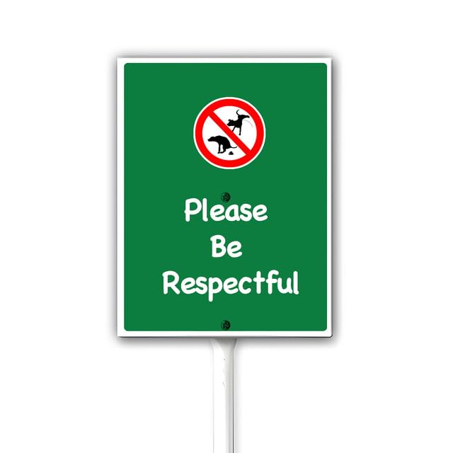 Please Be Respectful Dog Sign No Dogs Allowed Signs for Yard Stay Off Grass Sign UVresistance, Waterproof, Non-Fading, Easy to Install No Pooping Dog Lawn Sign 20X30CM (Green)
