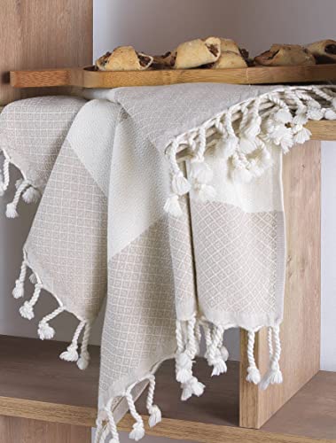 Die Caprie Turkish Hand Towels Set Of 2 | 100% Cotton, 16 X 39 Inches | Decorative Bathroom Towel For Hand, Face, Gym, Yoga, Dishcloth, Kitchen And Bath (2 Hand Towels, Cream) #TOP4