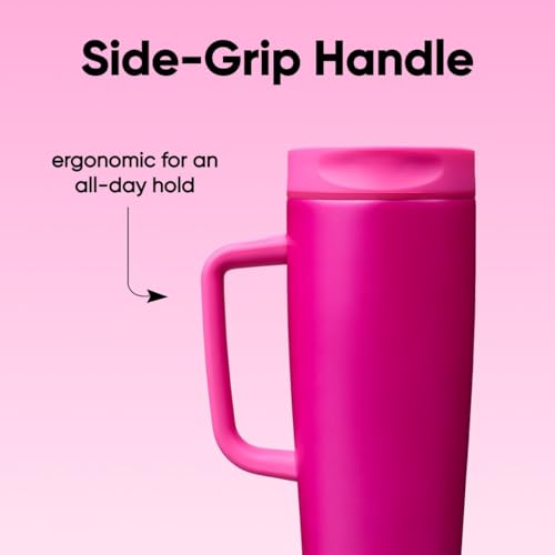 Image of Owala SmoothSip Slider Stainless Steel Insulated Travel Mug with Handle, 100% Leak Proof, For Hot and Cold Drinks, Travel Friendly with Sliding Lock Lid, 24 oz, BPA Free, Leak Proof, Read My Lips