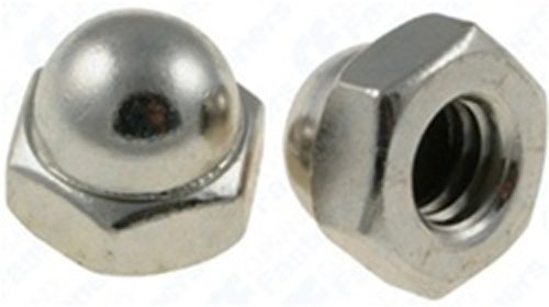 Image of 100#10-32 X 3 /8 inch Steel Acorn Cap Nuts - Nickel Plated