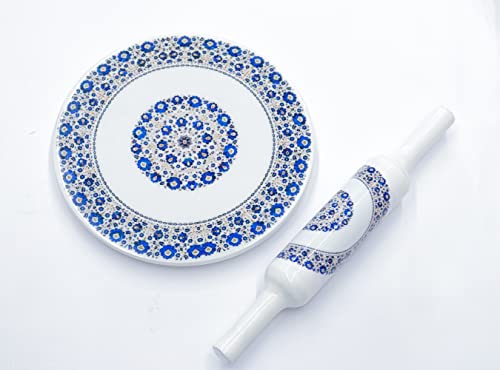 KUVI Printed White Marble Roti Maker with Wooden Belan Enamel Print/White Marble Chakla 10 Inch Diameter with Belan (Printed Enamel Chakla Belan) (Design 38) (B0BWNH7YFW) Amazon Price History, Amazon Price Tracker