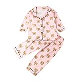 Conjunto de pijama para niños, con diseño de oso de peluche, de lunares, de dibujos animados Oso rosa. 4-5 años