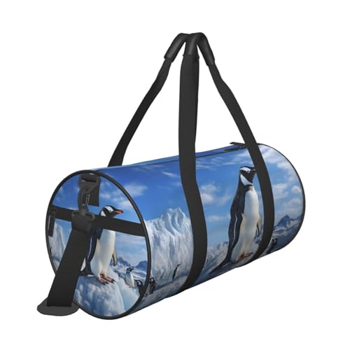 Travel Duffel Bag Sports Gym Bag With Shoes Compartment,Lightweight Overnight Weekender Bag Snow Mountain Penguin Yoga Gym Sports Bag For Men Women2