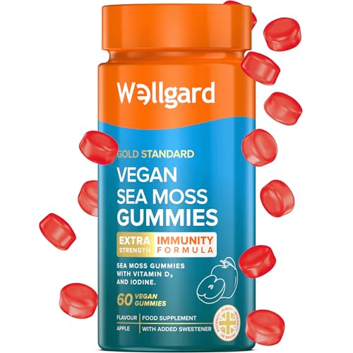 Wellgard Vegan Sea Moss Gummies Formulated for Immunity with Iodine Vitamin D3 Vitamin C 60 Gummies