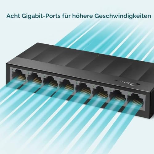 TP-Link LS1008G 8-Port Desktop Switch (8 x Gigabit Auto-Negotiation RJ45 Ports, IEEE 802.3X, Plug and Play, energiesparend… – Ansicht 4
