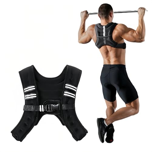 Weighted Vests for Men, Women, Kids - 3KG, 5KG, 8KG, 10KG - Exercise Weighted Vest for Running, Jogging, Walking, Gym Workouts,Strength Training – Adjustable Buckle,Reflective Strips, Mesh Bag (Weighted Vests 5KG)
