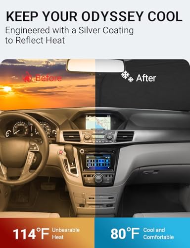 Image of Proadsy 2026 Upgrade Front Windshield Sun Shade Foldable Sunshade Protector Custom Fit 2011-2017 Honda Odyssey Mini Van Accessories