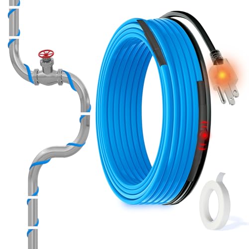 MAXKOSKO 12 Ft. 120 V Heating Cable for Pipe Freeze Protection, Self-Regulating Heat Tape for Water Pipes for Metal and Plastic Pipes, Energy-Saving Heat Trace Cable Keeps Water Flowing at -40 °F