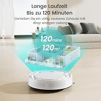 Lefant M210P Saugroboter, Staubsauger Roboter mit 2200 Pa Saugkraft, Ultradünn und leiser Betrieb, Z-förmiges Reinigungsmuster, Steuerung per WLAN, App und Alexa, 120 Minuten Akkulaufzeit,weiß – Ansicht 7