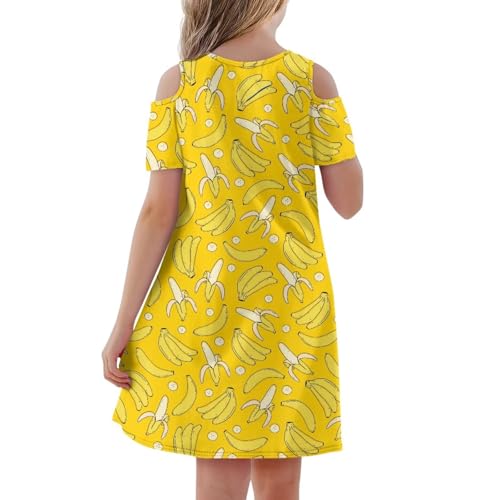 PinUp Angel Girl's Short Sleeve Stretchy Shift Swing Party Dress for Kids Cute Cold Shoulder Graphic Dress3