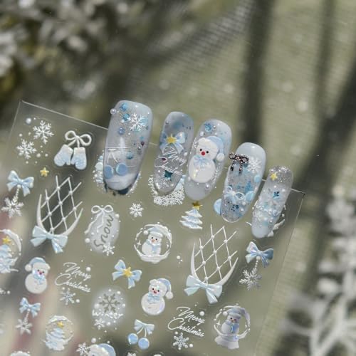 Image of Snowman Nail Stickers Decals Christmas Nail Art Stickers Winter Nail Decals