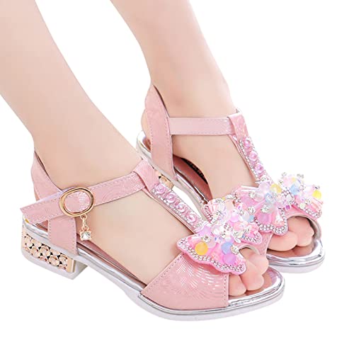 Children Shoes Diamond Butterfly Sandals Summer Fashion Thick Soles Open Toe Student Dance Princess Shoes3