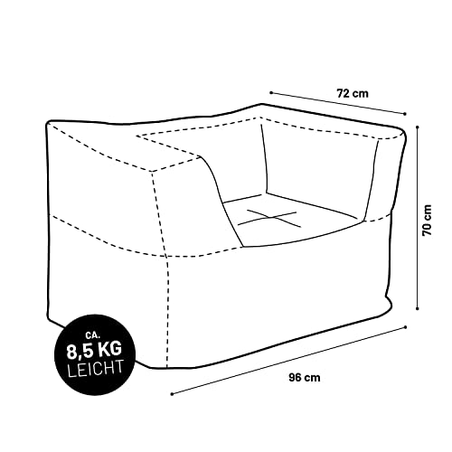 Lumaland Sitzsack-Lounge Modular Sessel | Einfach erweiterbares & leichtes Sofa | Waschbare & Wasserfeste Sitzmöbel für Innenräume & Garten | Indoor & Outdoor Sitz-Garnitur | 96x72x70 cm [Grau]