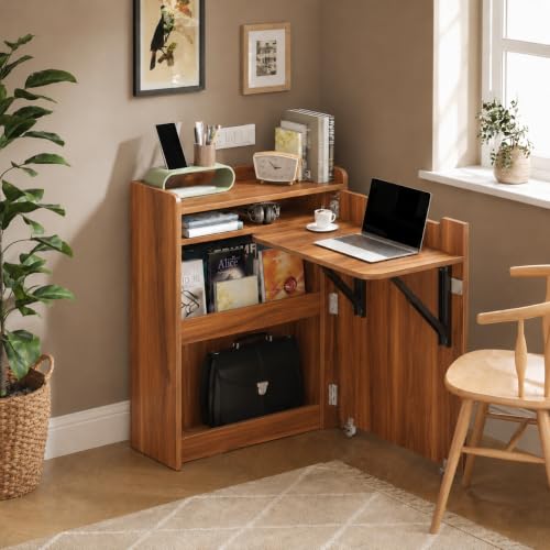 Image of Studio Kook Aria Engineered Wood Folding Study Table (Amber Walnut)