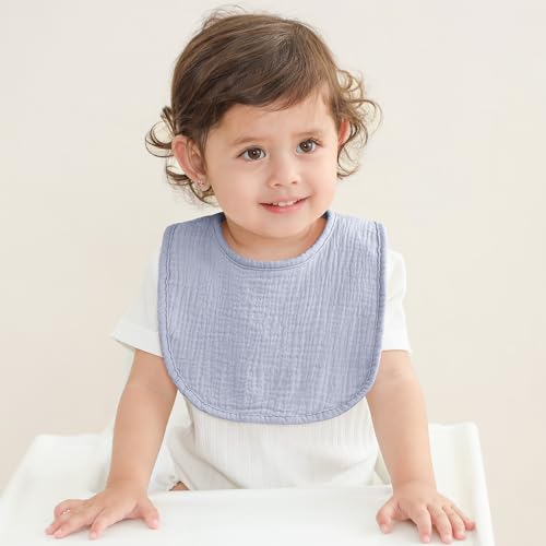 Image of Susurration Muslin Baby Drool Bibs 6Pack Soft Square Adjustable Baby Bandana Bibs for Unisex Girls & Boys