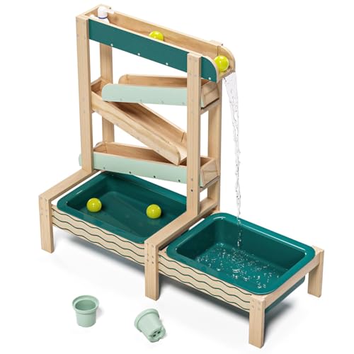 Topbright Outdoor Wasserbahn (ab 36 Monaten, Holzbahn, Wasserspiel für Kinder, Lernspielzeug, inkl. Wasserbecken und Bälle) 1212342024de0001