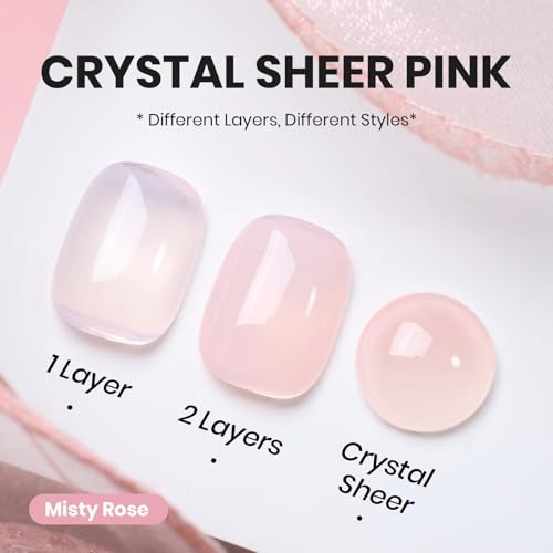 Image of Beetles Nude Pink Gel Nail Polish - 8ml HEMA-Free Natural Gel Polish Nail Concealer Jelly Sheer Translucent Effect Soak Off UV Misty Rose Collection Nail Art Manicure Gift for Women