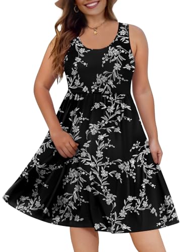 Image of DB MOON Womens 2026 Plus Size Tank Dresses Sleeveless Knee Length Sundress with Pockets