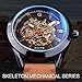 GLEIM Gute Mens Watches, Mechanical Skeleton Automatic Self-Winding Steampunk Watch for Men, Casual Clock Brown Leather Wrist Watch