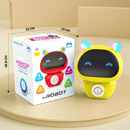 Image of Mirana Mr. Robot | Smart Interactive Talkback Toy for Kids | USB Rechargeable Type-C | in-Built Music | Best Gift for Boys & Girls 2 3 4 5 6 7 8+ Years (Yellow)