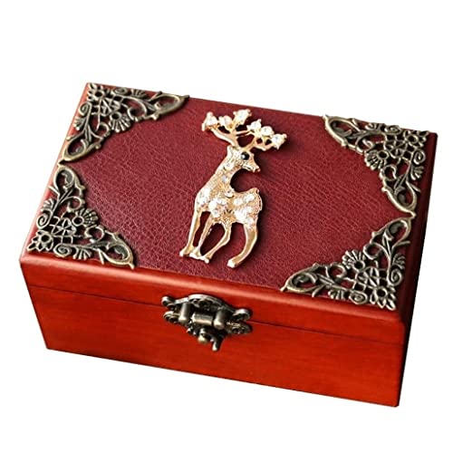 Boîte musicale lock et coffret rétro en bois gravé pour femme