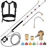 RIDGE WASHER 24 FT Telescoping Pressure Washer Wand, Pressure Washer Extension Wand, Telescopic Gutter Cleaner With 3 Curve Wands, 7 Spray Nozzle Tips, Adjustable Support Belt and 2 Adapters, 4000 PSI