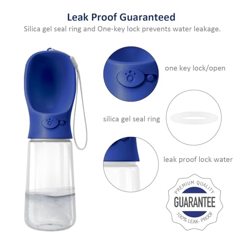 WePet Tragbare Hunde-Wasserflasche, 550 ml, Auslaufsicherer Trinknapf für Hunde – Praktisch für Spaziergänge, Wandern & Reisen – Aus lebensmittelechtem Kunststoff