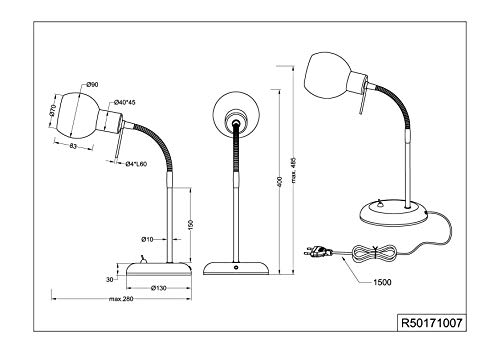 Reality Leuchten Antibes Lampada Tavolo Metallo 40...