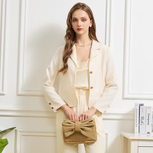 Image of BRYCTSISEN Women Straw Beach Clutch Purse Handbag Summer Elegant Vacation Style Shoulder Bag Crossbody Bag