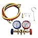 Diagnostic and Service Gauge Set for Air Conditioning Systems, R134A R12 R22 Pressure Gauges with Color Coded Red Blue Yellow Hoses, Brass Dual Head Manifold Kit for Automotive and Home AC Repair