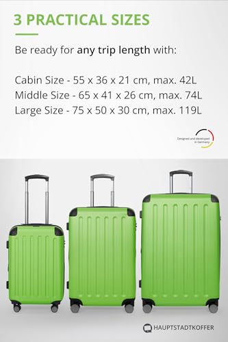Hauptstadtkoffer Spree - Großer Hartschalen-Koffer, TSA, 4 Doppel-Rollen, Trolley, Rollkoffer, Reisekoffer, Volumenerweiterung, 75 cm, 119 Liter, Apfelgrün