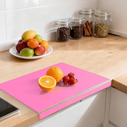 Tabla de cortar acrílica rosa claro, grande 41.91 cm x 34.04 cm con bases antideslizantes de silicona para cocina miniatura 6