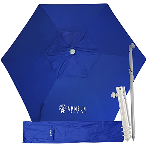 Ammsun 8Ft Fiberglass Ribs Commercial Grade Patio Beach Umbrella With Sand Anchor Adjustable Height With Air Vent Upf 50+ And Telescoping Pole Without Tilt Dark Blue thumb #7