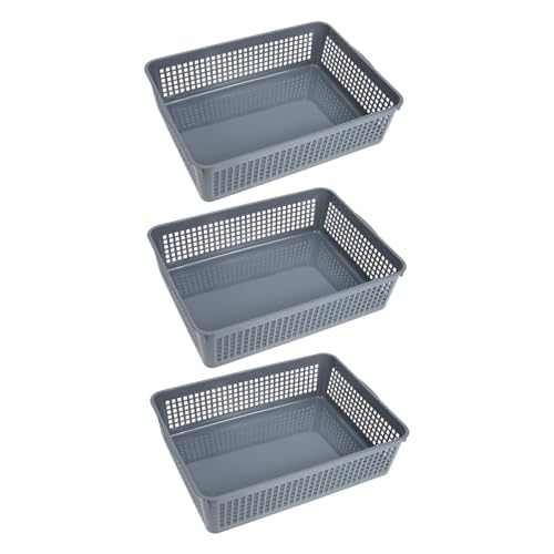 Parliky Caja De 3 Piezas Suministros De Oficina Poseedor Cesta De Almacenamiento De Juguetes Taza De Pluma Para Escritorio Portalápices Para Escritorio Lindo Red El Plastico Grey