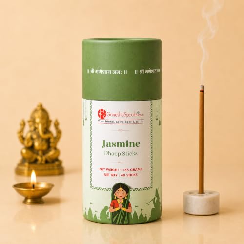 Image of GaneshaSpeaks Bambooless Dhoop Sticks with Jasmine Fragrance | 40 Pieces | Handcrafted by Skilled Artisans | Eco-Friendly | Pure Aroma | Free Ceramic Stand