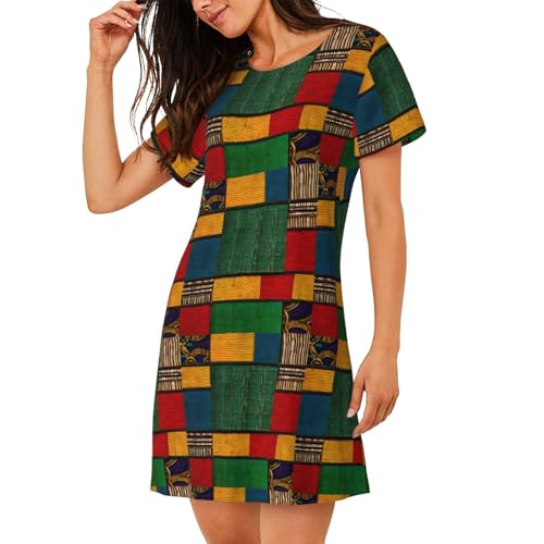 Chemise de nuit ample patchwork imprimé africain pour masquer les formes - 2