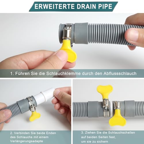SDLDEER Ablaufschlauch Waschmaschine, 7m Verlängerung, Universeller Abwasserschlauch, inkl. Halterung, Schlauchverbinder und Schlauchschelle