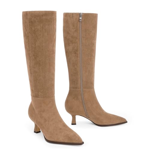 Image of Modatope Knee High Boots for Women Kitten Heel Boots