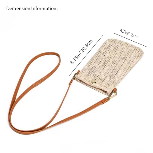 Straw Crossbody Phone Bag for Women 2 Pack Small Woven Rattan Purse 7 Inches, Lightweight, Natural Elegance, Summer, Beach, Daily Use3