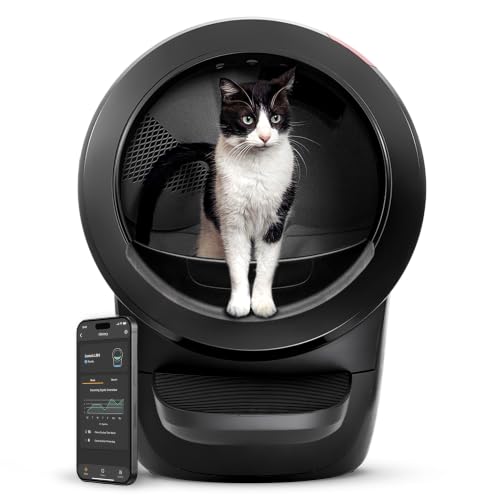 Litter-Robot 4 with Step & Fence by Whisker Black - Automatic Self-Cleaning Cat Litter Box Helps Reduce Litter Box Odors Never Scoop Again Includes 1 Year of WhiskerCare