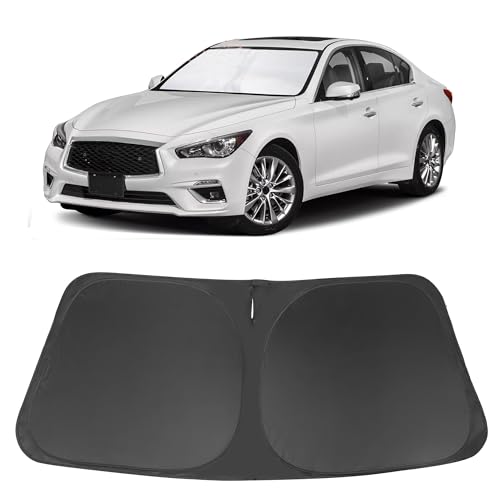 Image of Windshield Sun Shade Custom Fit for 2014-2023 2024 Infiniti Q50 Accessories Foldable Sunshade Sun Blocker Protect Car from Sun Rays & Heat Damage Keep Car Cooler